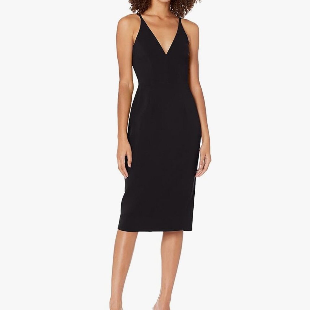 Dress the Population Lyla Plunging Sleeveless Fitted Midi
